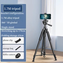 Universal 1.7m Tripod Stand with Bluetooth Remote for Video Recording and Photography (No light)
