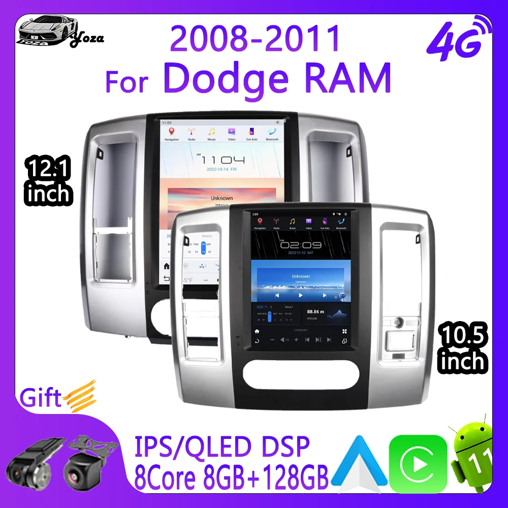 

Yoza Carplay Car Radio For Dodge RAM RAM1500 2008-2011 Qualcomm Processor Android11 Stereo Multimedia Player Navigation 4G WIFI