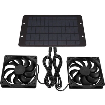 Solar Powered Fan 12V 10W Waterproof Dual Exhaust Fan For Camping Greenhouse Electric Ventilation Fan With Protective Net 1