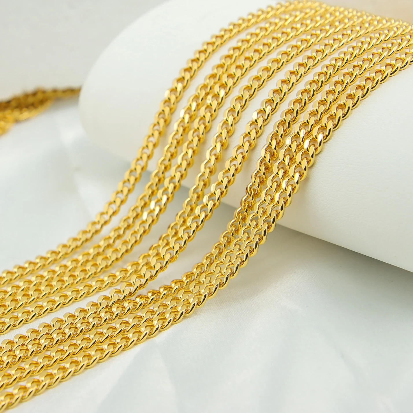 6 Stücke Dubai Einfache Gold Farbe Ketten Halskette 21 karat Vergoldet 58 cm Handwerk Halsband Nigeria Frauen Hochzeit Schmuck – Detail 2