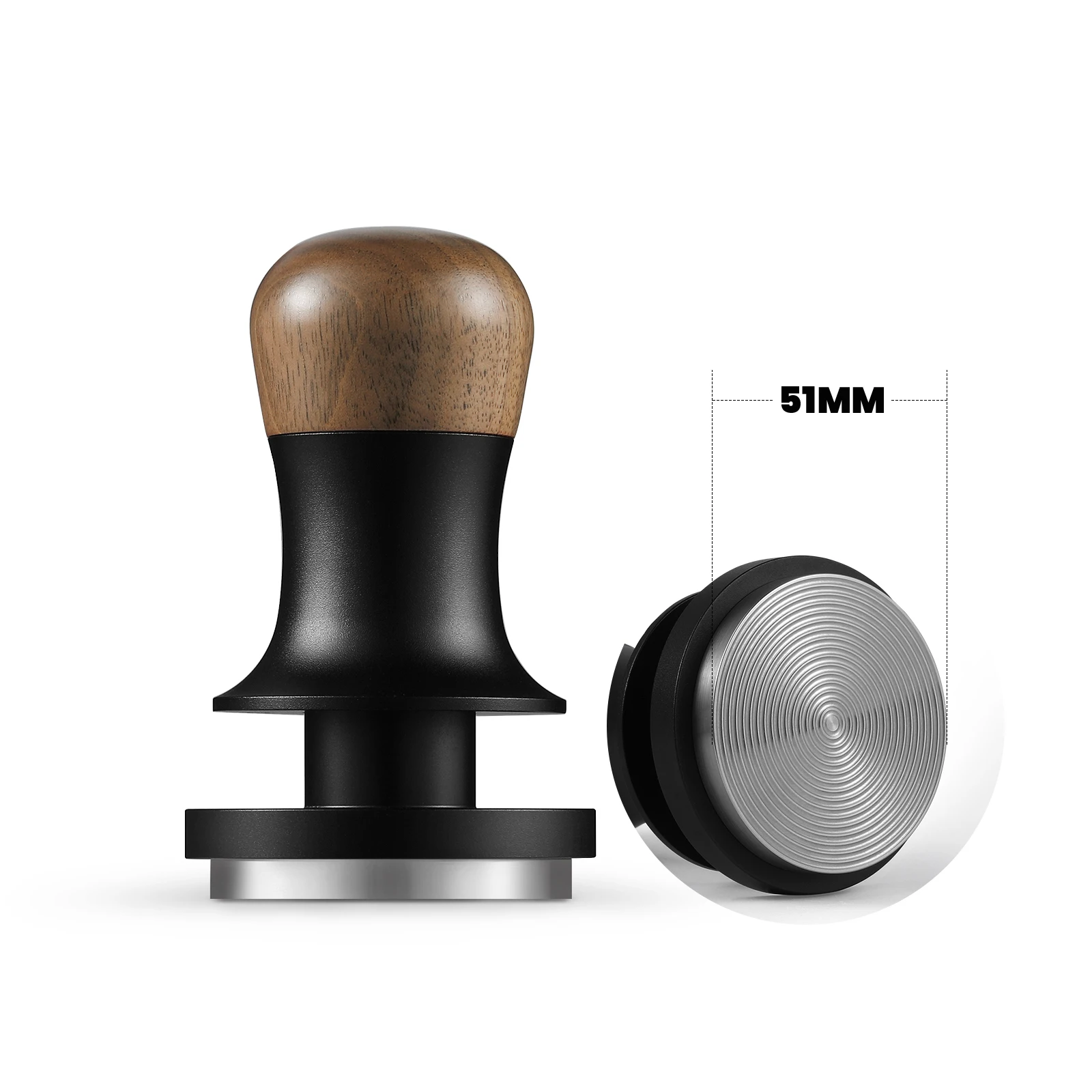58mm Calibrated Espresso Tamper - Spring Loaded 30lb Pressure With Mahogany Handle