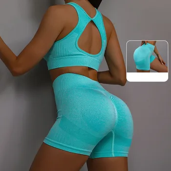 2 pièces costume de Yoga sous-vêtements de sport de Yoga costume de Fitness pour femmes gilet de course sport ensemble de Shorts de Yoga ensemble de Yoga ensemble d'entraînement