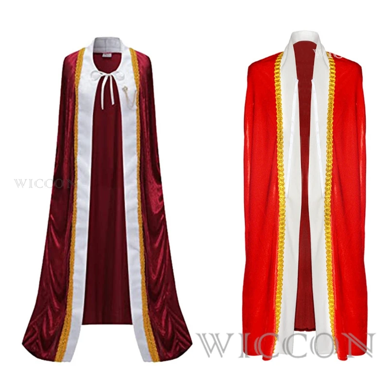 

Взрослое искусственное средневековое римское воспламеняющееся плащ, бархатная накидка с красным папором, королевское пончо королевского двора