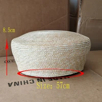 Fashion Summer Flat Beret Straw Hat Women's Sun Hat Circle Concave Top Beach Hat Church Derby Party - Image 5