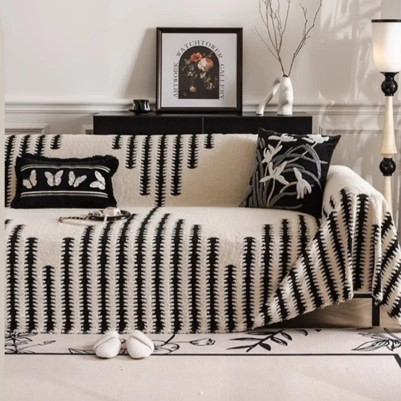 Simple Fashion Sofa Towel Mat Thicken Plush Non-slip All-inclusive Corner Seat Cover Winter Warm Couch Cushion for Living Room 4