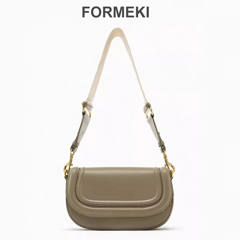 

Formeki Women Bag 2023 Trend Luxury Designer Bag Concise Office Lady Bag Wide Strap Crossbody Saddle Bag