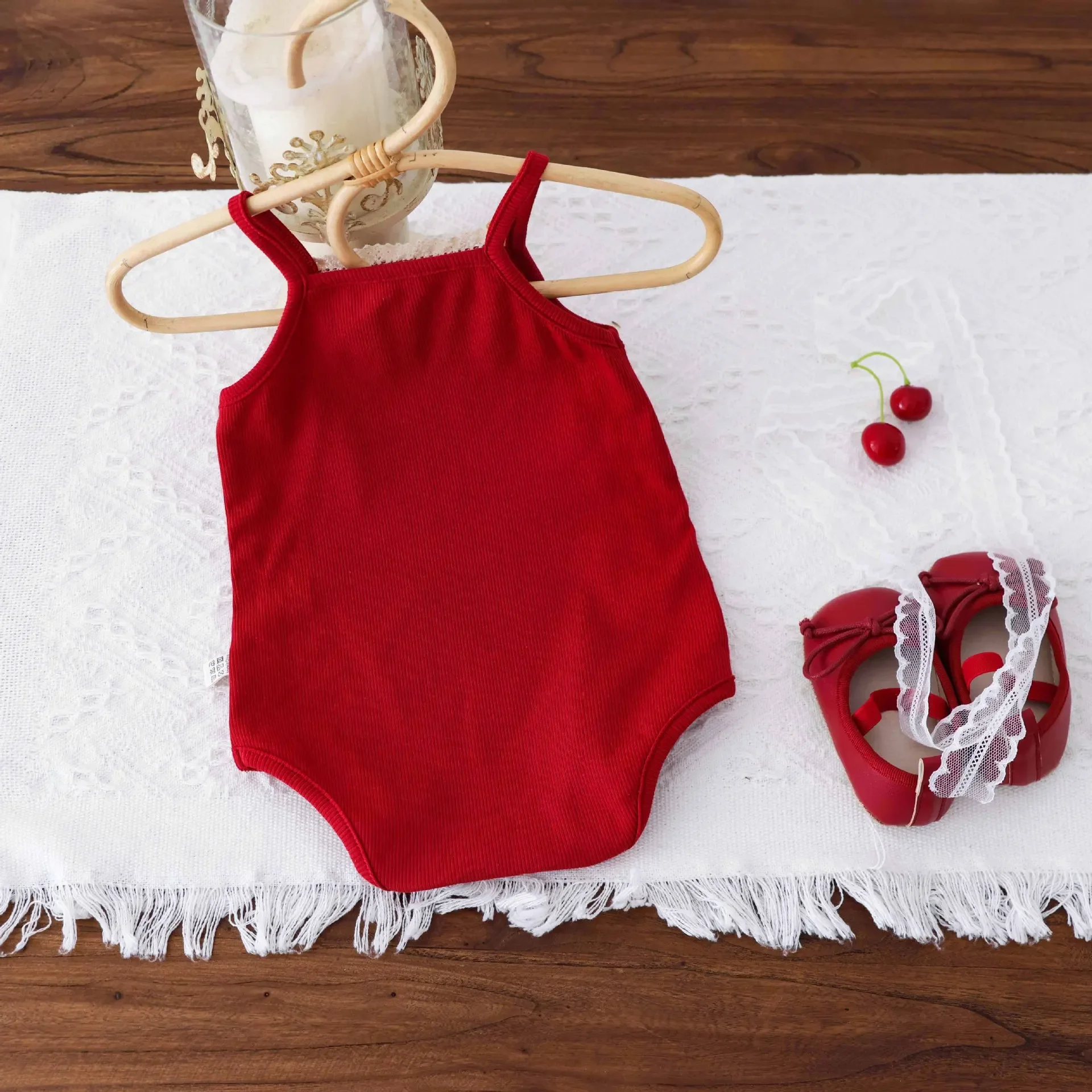Baby Summer Thin Cherry Blossom Onesie Cotton Romper Suit Newborn Girl Boy Clothes Full Month Hundred Days Babywear