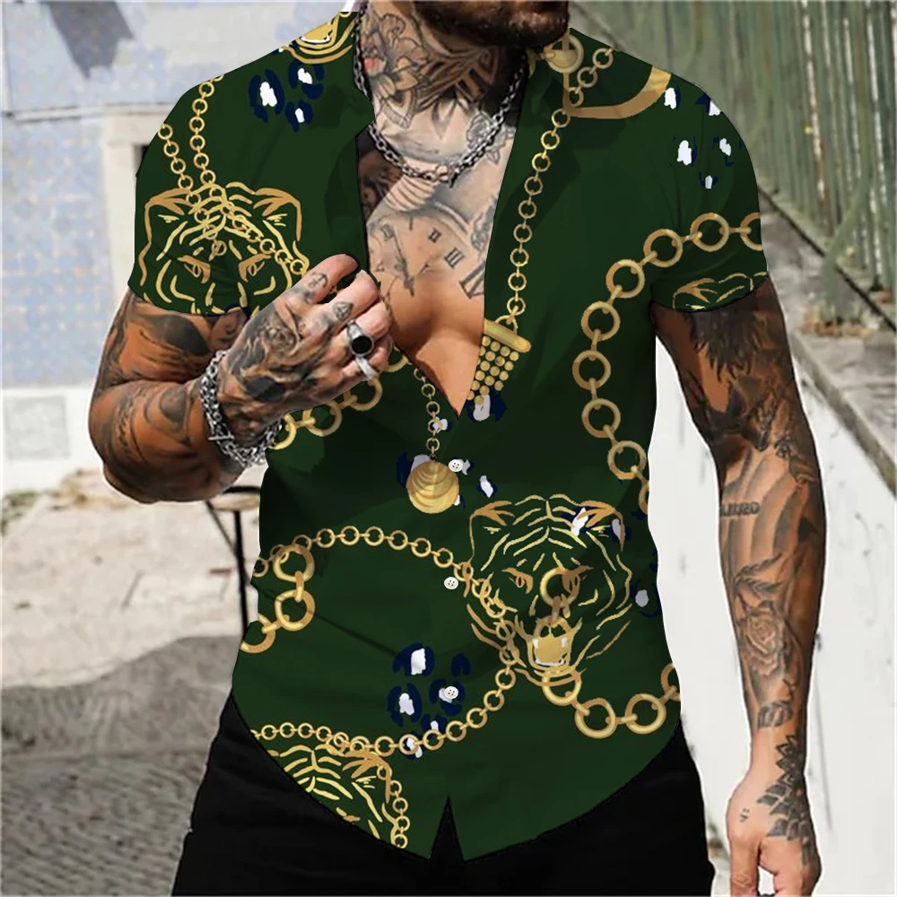 

Summer Men Fashion T-shirt 3D Print Oversized Loose Casual Men's High Quality Luxury Man Shirt Plus Size Beach Polo Neck Shirt