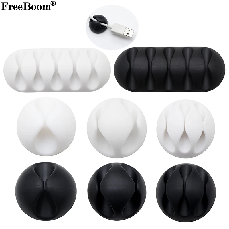 5/10/50pcs Silicone USB Cable Organizer Cable Winder Desktop Tidy Management Clips Cable Holder Mouse Headphone Wire Organizer