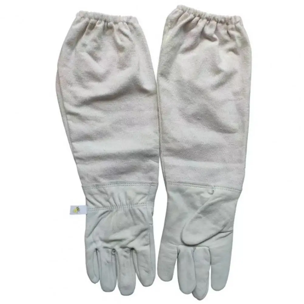 Canvas Sleeve Beekeeping Gloves Protective Beekeeping Gloves Breathable Canvas Goat Leather Sleeves for Anti-bee Sting