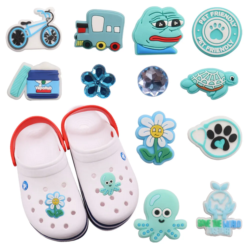 

1-12PCS Octopus Frog Flower Cart Crystal Shoes Charms Accessories Buckle Clog Decorations DIY Wristbands Croc Jibz Kids Gift