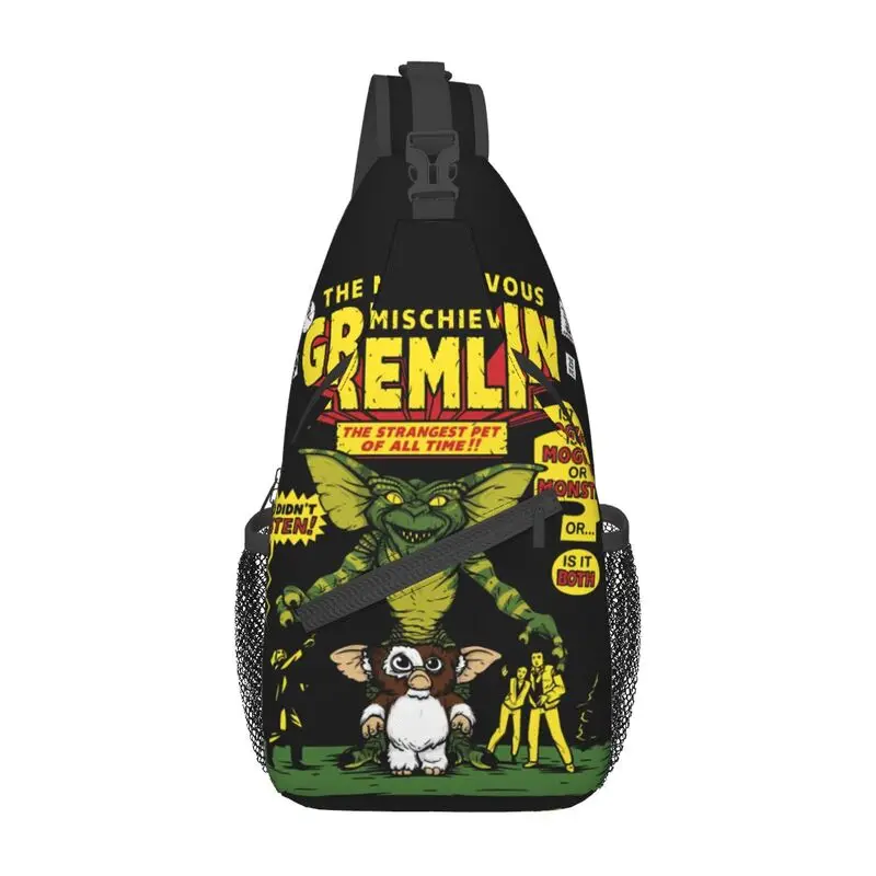 

Casual The Mischievous Gremlins Crossbody Sling Backpack Men Mogwai Gizmo Shoulder Chest Bag for Hiking