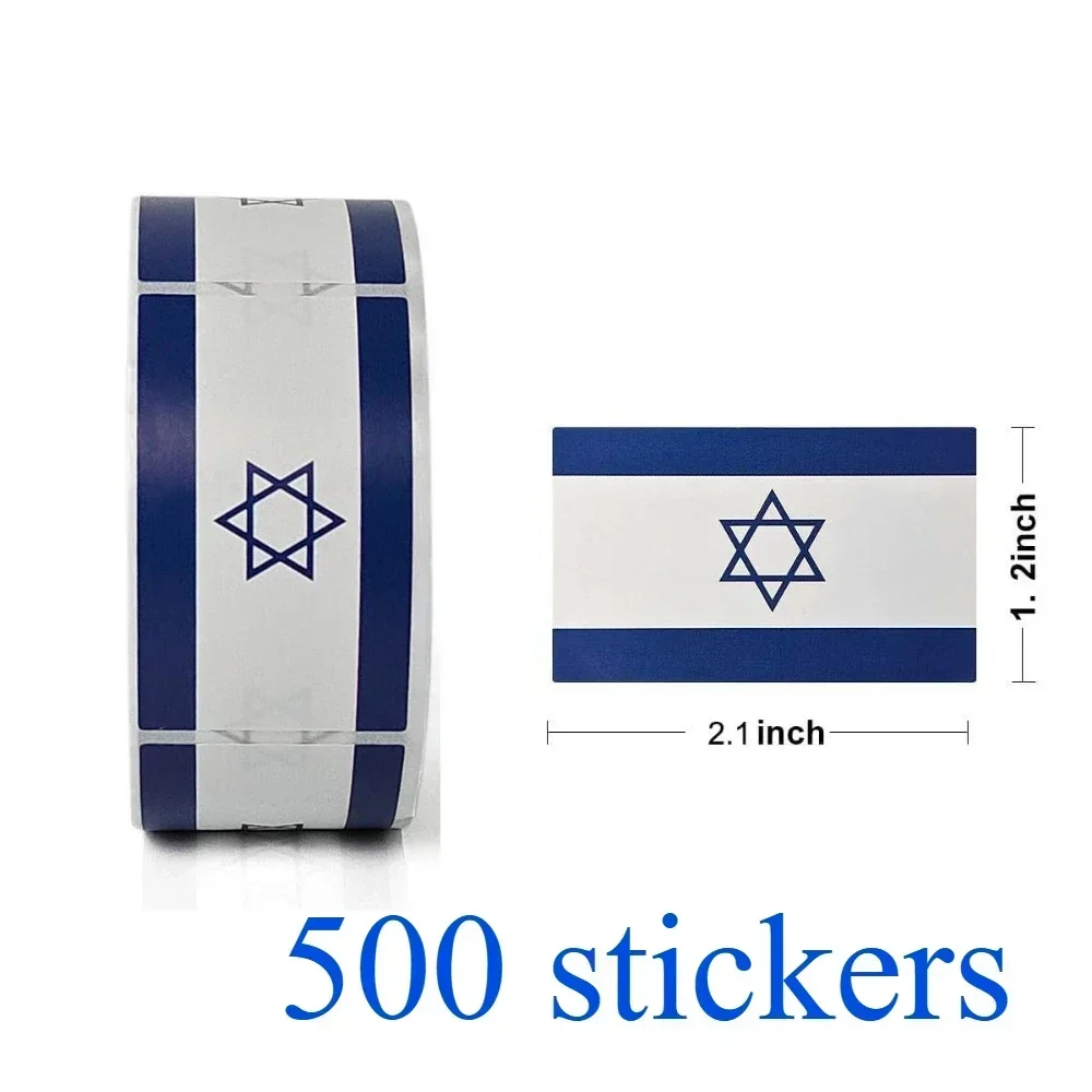 Israeli Flag Stickers 2.1x1.2 Inch - 500 Pcs Coated Paper Decals flag Labels for Laptops, Windows, Cars & More | Show Your Pride