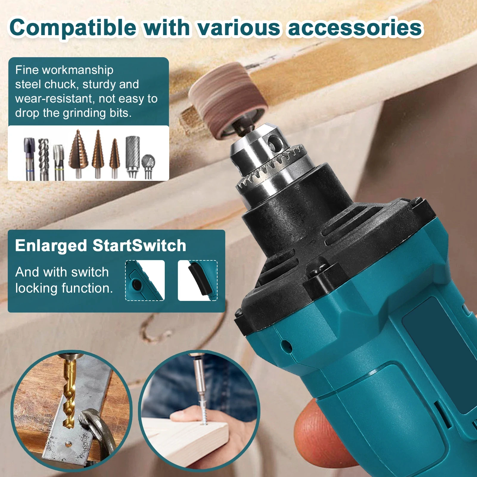 Brushless Grinder 6mm Chuck Electric Polishing Grinding Milling Machine 6-speed Adjusatble Engraving Tool for Makita Battery 4