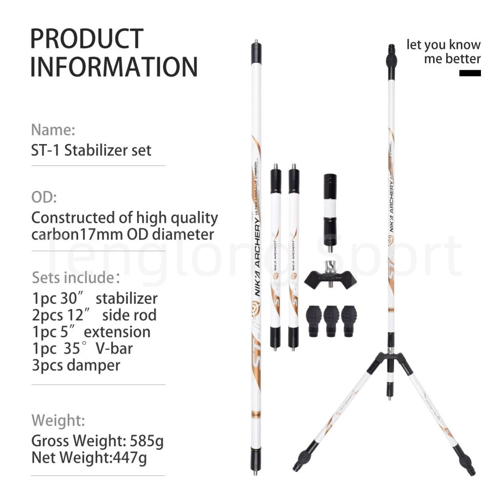 Nika Bogenschießen Recurve Bogen Stabilisator Bar Kohlenstoff Faser Stabilisator Weiß Und Rosa Farbe 1set – Detail 3