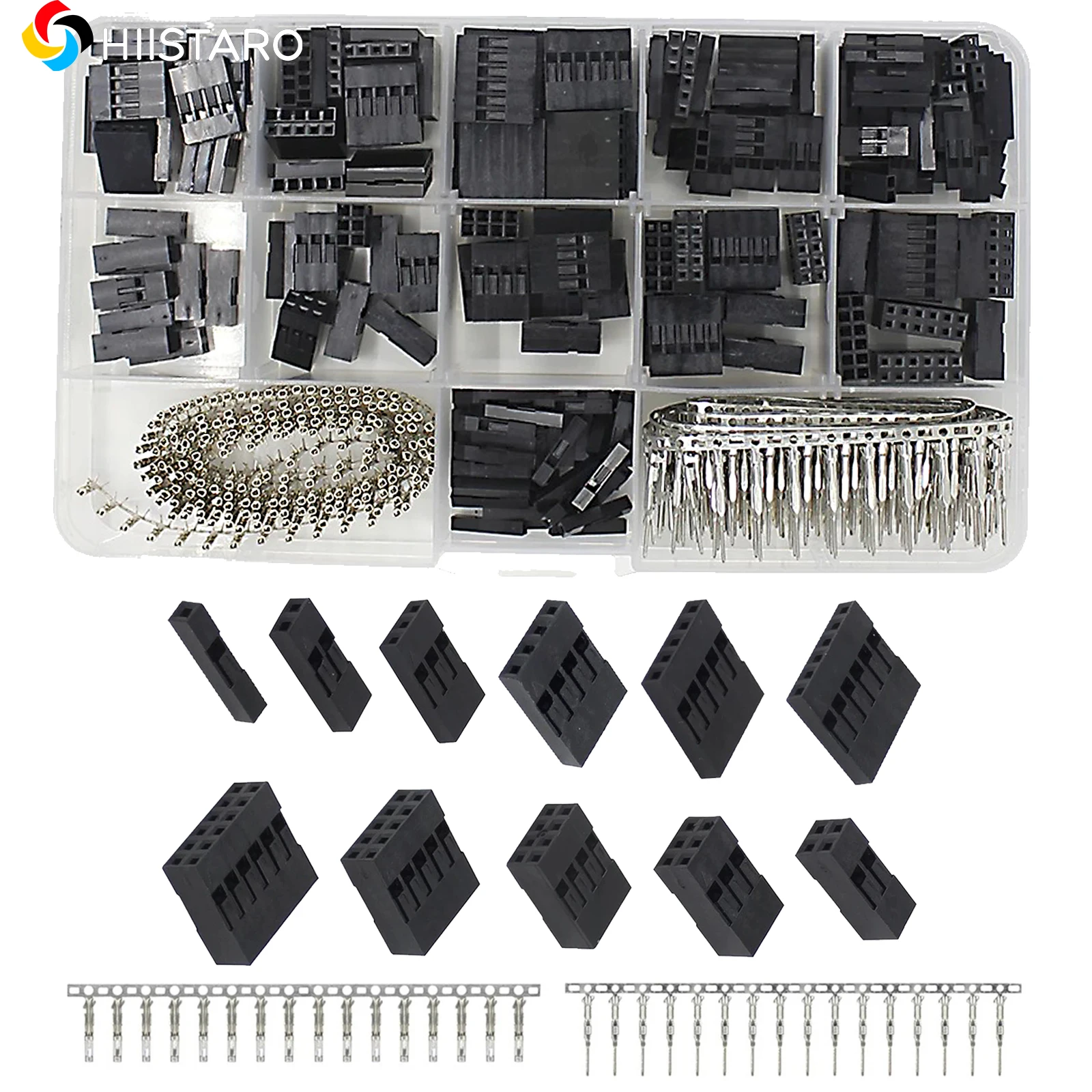 620pcs Jumper Wire Connector Kit 2.54mm Male Female Crimp Pin Terminal Kit 250v 3a 1-12pin Header Housing