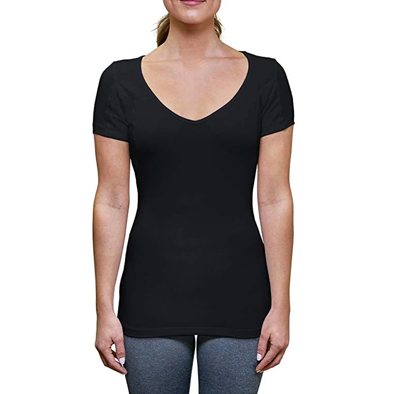 

95%modal Women Sweatproof Undershirts Deeper V Neck T-Shirt Silver Ion Odour Removal Top Anti-transpiration T shirt