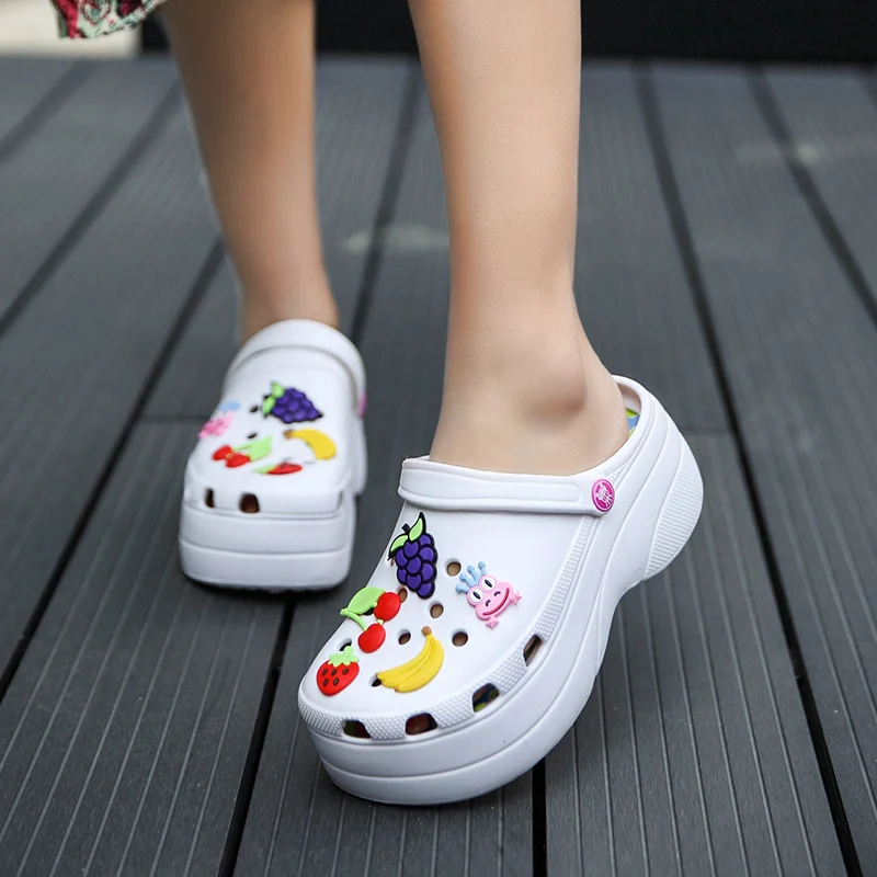 7CM Platform Clogs Soft TPR Sole Wome Slippers Ladies Keep Toe Water Sandals Summer Holiday Outdoor 35-42 Size Beach Shoes