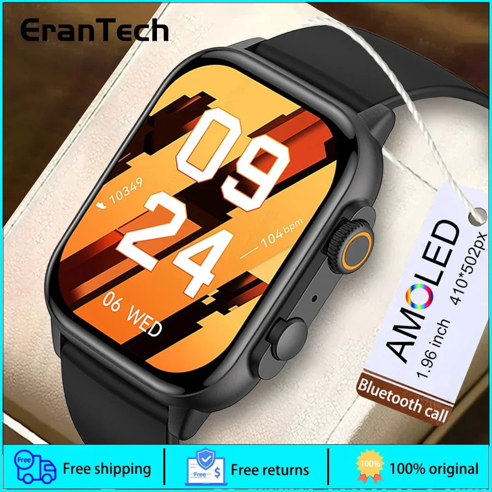 

Smartwatch 1.96-inch AMOLED Screen Custom Watch Face NFC Bluetooth Call Blood Oxygen Heart Rate Sports Smart Watch for Men Women