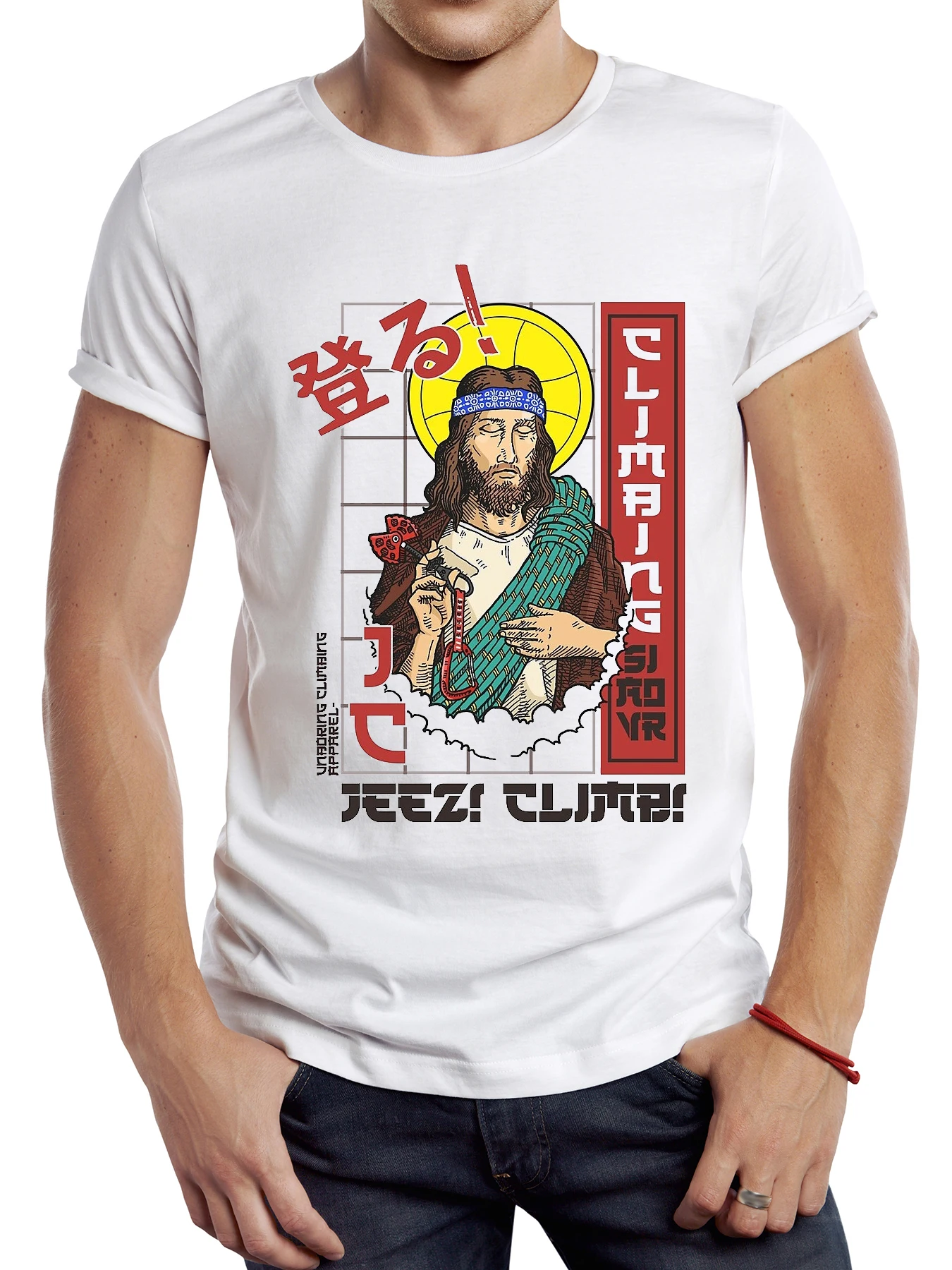 Teehub lustige jeez klettern Männer T-Shirt Grafik Streetwear Kurzarm Tops Sport Bergsteigen T-Shirt