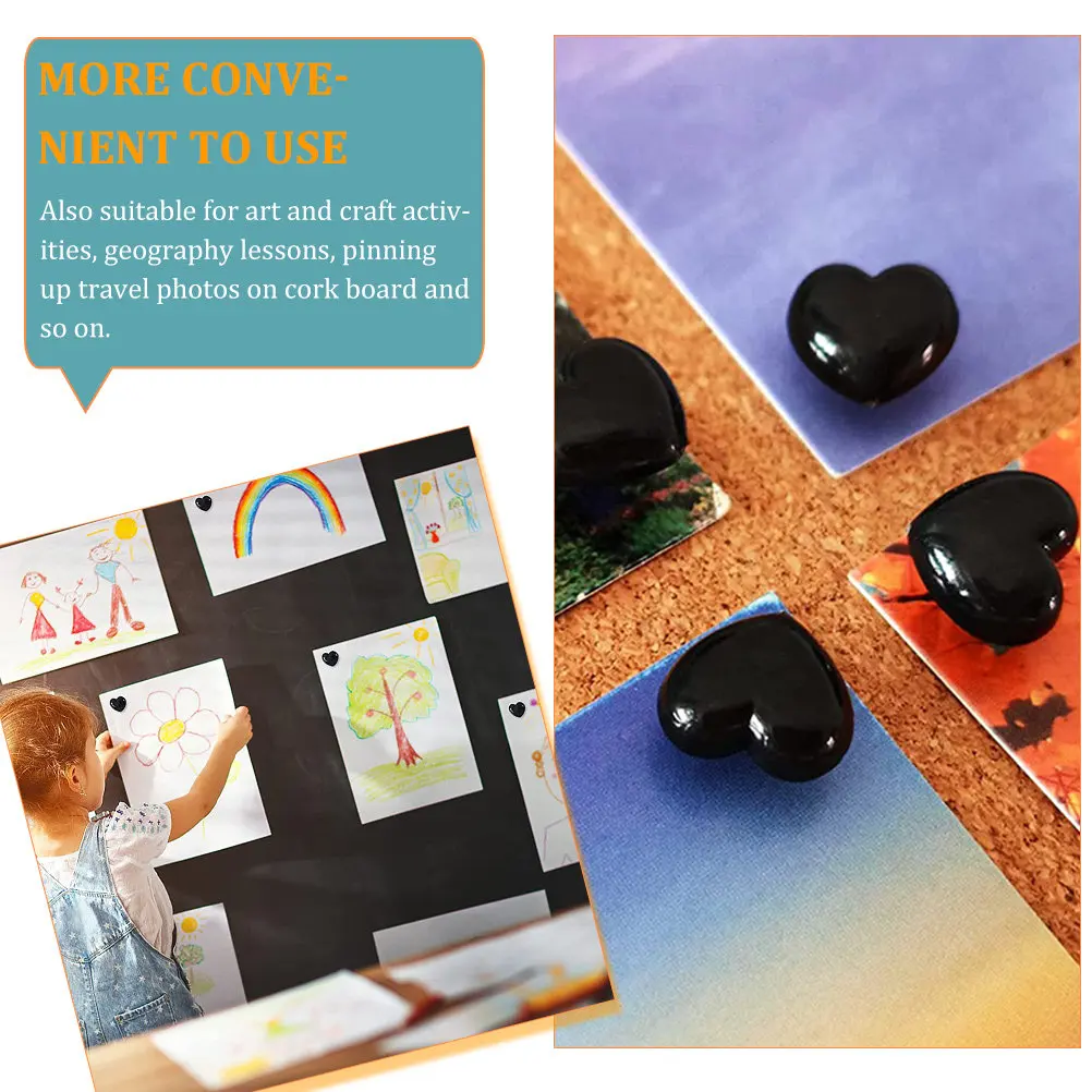 하트 모양 푸시핀 박스 내마모성 창의적인 푸시핀 지도 사진 벽 코르크 보드 홈 오피스 게시판용 썸 탭