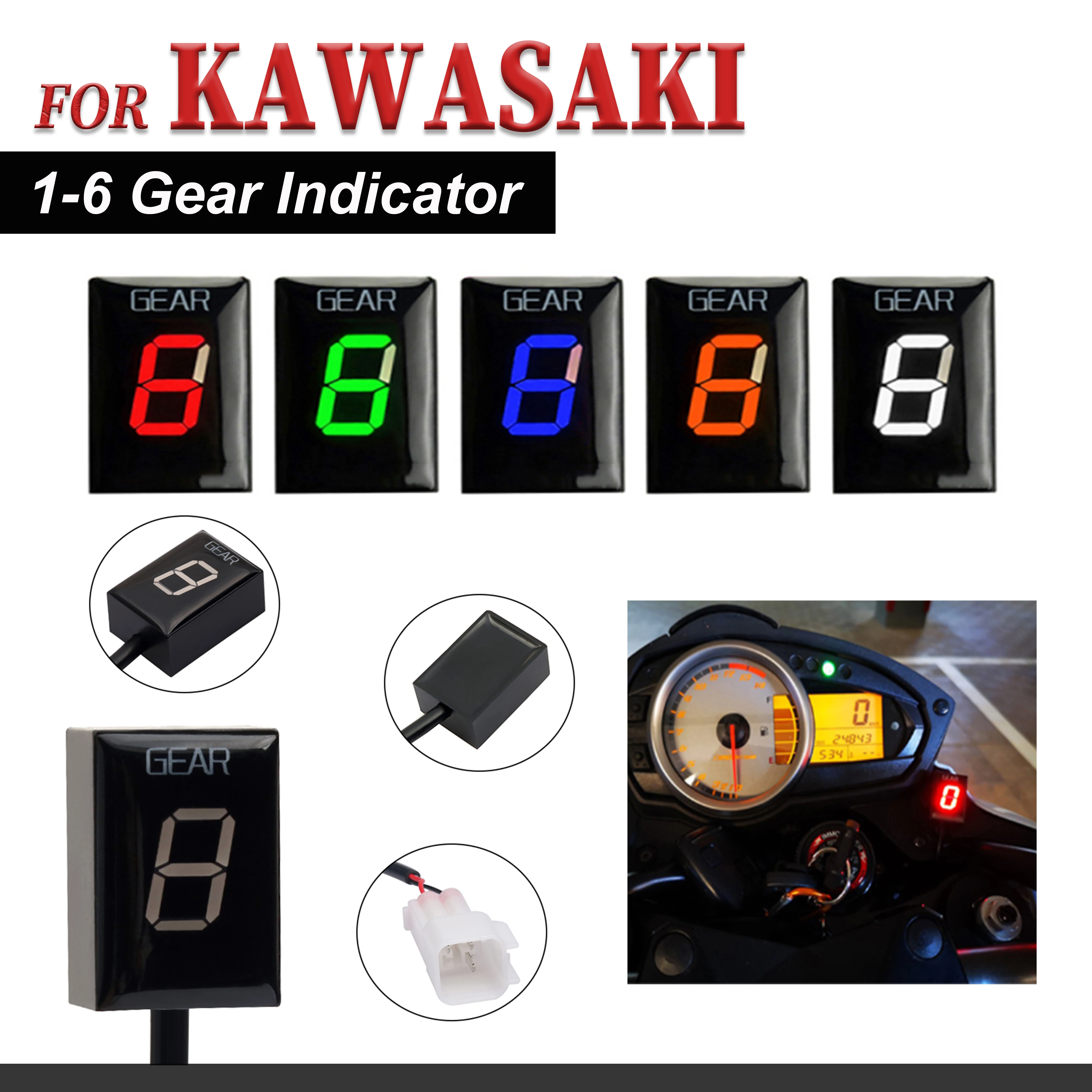 Motorcycle Accessories  Gear Indicator For Kawasaki Z750 Z 750 2004 2005 2006  LED 1-6 Gear Display   Speed Indicator Meter