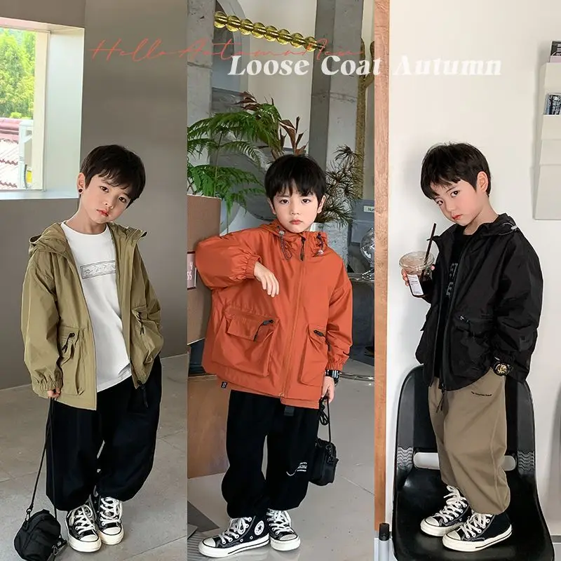 

Boy Spring and Autumn Coat 2023 New Children Boy Jacket Handsome Fashionable Baby Anorak Boy