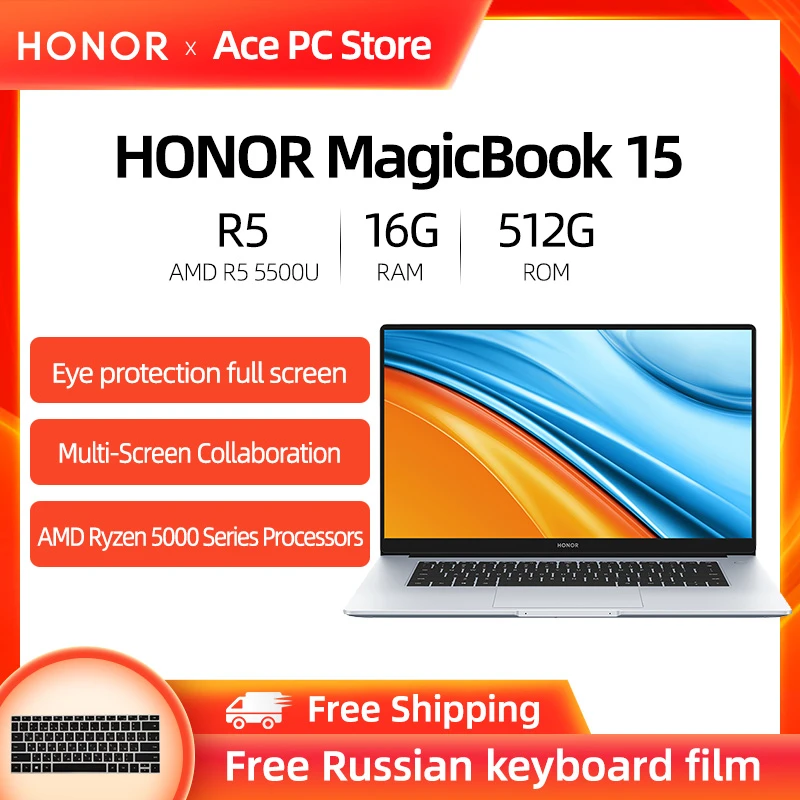  New Honor MagicBook 15 Laptop [15.6 inches, AMD R5 5500U Ultrabook,8GB/16GB, 512GB, Ryzen SSD IPS Notebook Win10/11 1920 × 1080