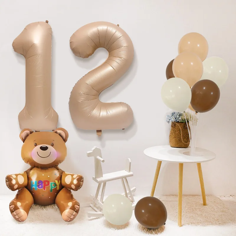 Lot De 2 Ballons Tête D'ours En Aluminium - Déco Fête Anniversaire - Remplissage Air Ou Hélium