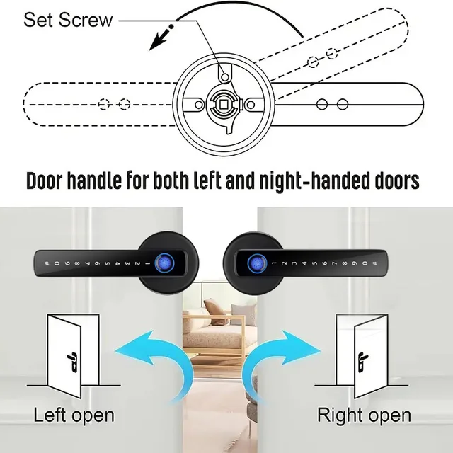 XSDTS M5 Tuya BLE Fingerprint Door Lock Digital Electronic Lock with Password/Key/IC Card/ Smartlife/ Tuya APP Unlock 4