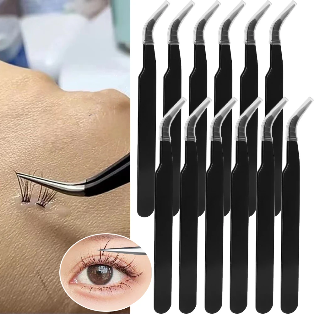 Stainless Steel Curved Tweezers for Eyelash Extensions and Nail Art