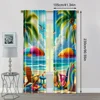 2pc,  Curtains Tropical Beach Surfboard Versatile Polyester,Without Electricity Birthday Party Applies to Parties and Everyday 4