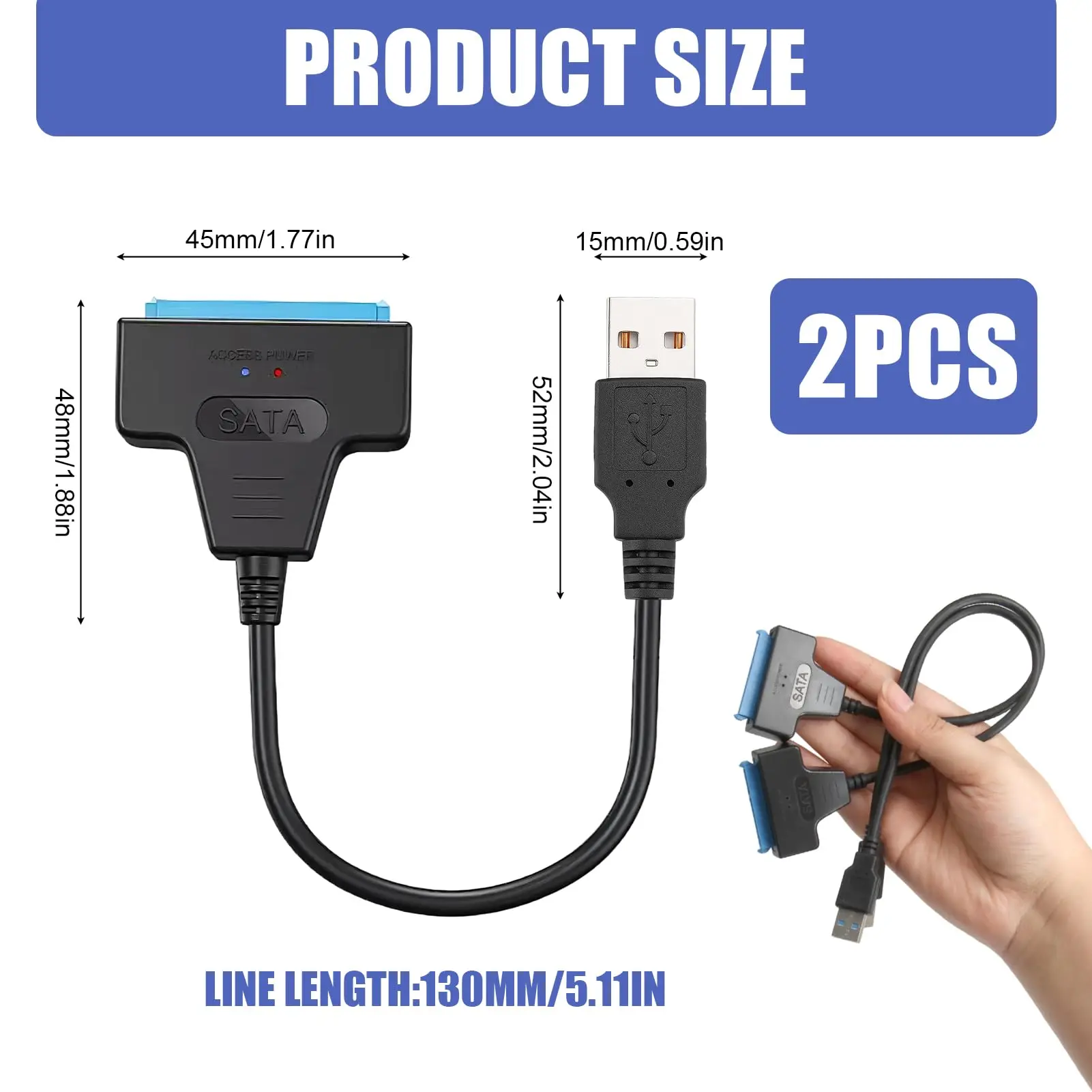 SATA to USB 3.0 Adapter Cable for 2.5-inch Hard Drives
