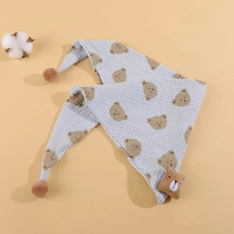 Cute Bear Baby Triangle Scarf Cartoon Infant Soft Cotton Scarves Shawl Autumn Winter Warm Kids Boy Girls Neckerchief baby scarf cotton scarf