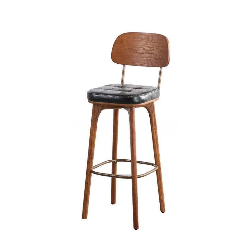 

Modern Counter Bar Chairs Nordic Bedroom Restaurant Vintage Bar Chairs High Solid Wood Kitchen Silla Nordico Furniture