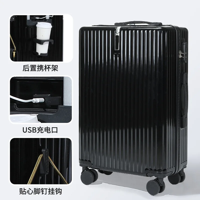 PLUENLI Luggage Women's New Trolley Case Male Student Mute Universal Wheel Password Travel Leather Suitcase