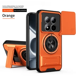 Armored Hard Shell Phone Case with 360° Rotating Magnetic Ring Holder - Poco M8 5G (Orange)