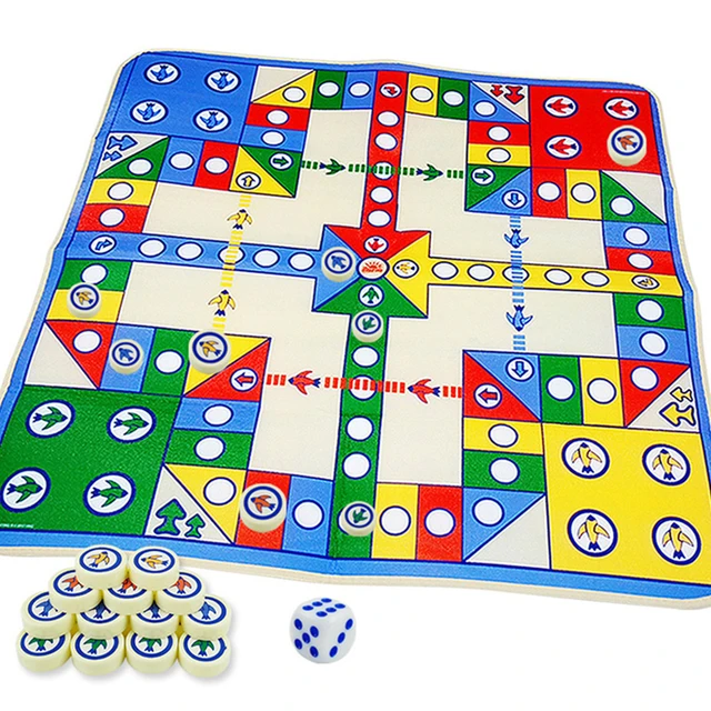 Flying Chess Game Carpet Crawling Chess Playmat Set with Chesses Family Game Toy Rug Party Game for Kids Toddlers Friends Gifts 2