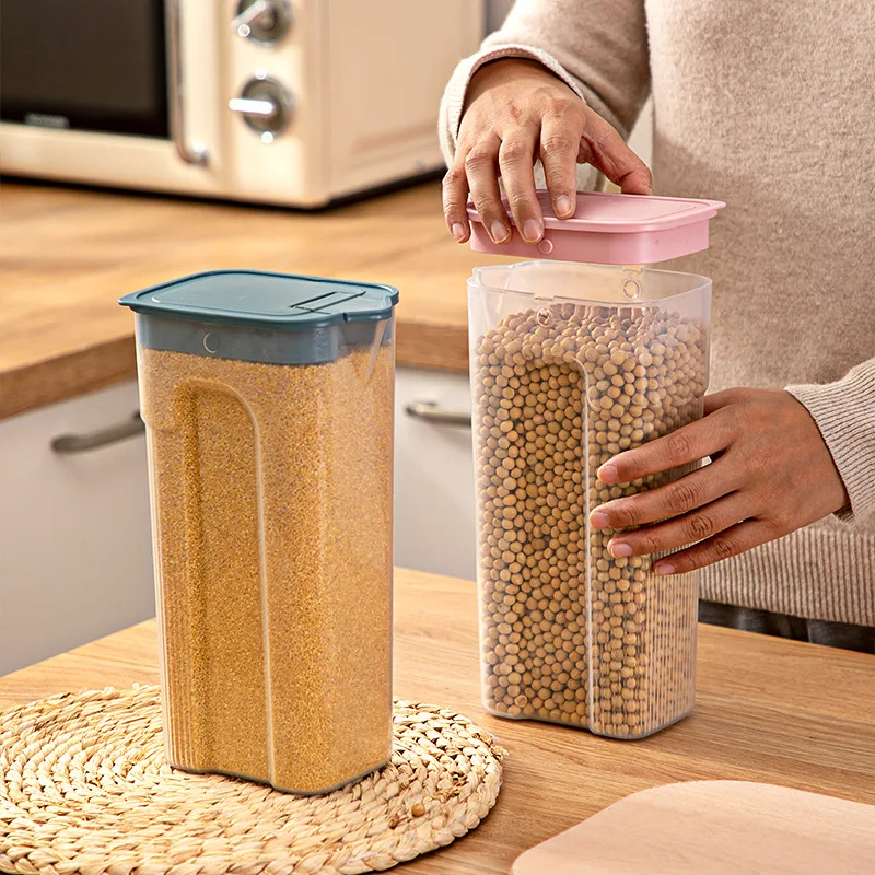 Kitchen Transparent Sealed Jar Plastic Household Cereals Grains Storage Box Hermetic Cans Organizer Bulk Classified Container 3