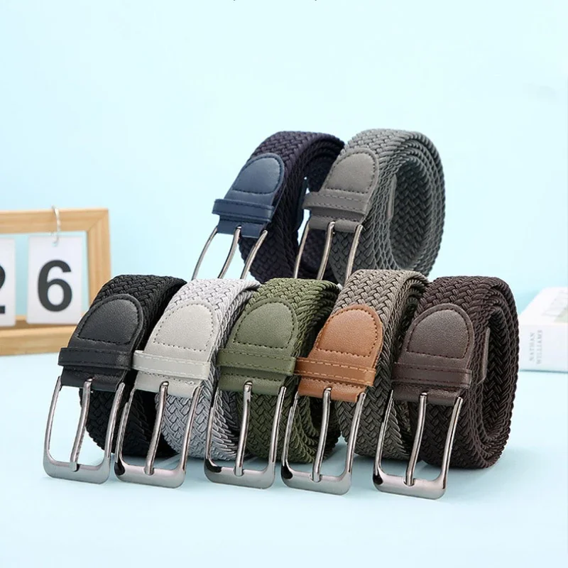 Canvas belt Pin buckle belt Waist belt Stretch Canvas Trouser Belts Plus Large Size 130 140 150cm Elastic Woven for Women Men