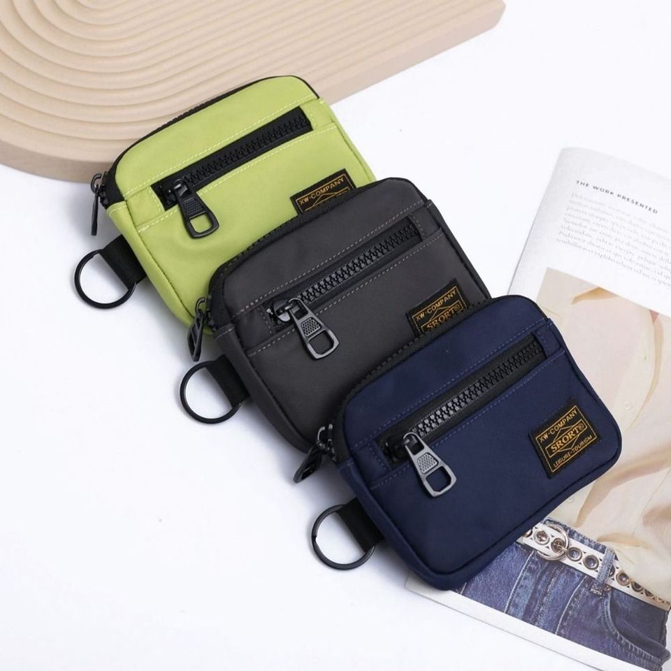 Square Portable Canvas Coin Purse Card Holder Korean Style Men Wallet Zipper Pouch Bank Card Organizer Zipper Short Wallet Male
