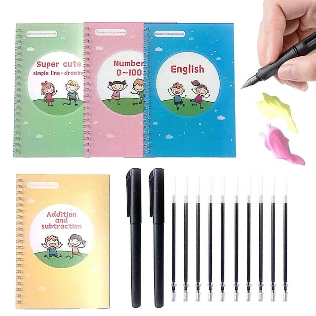 Magic Practice Copybook Reusable Groove Calligraphy for Children Handwriting  Calligraphy Preschool Tracing Book with Pens - AliExpress