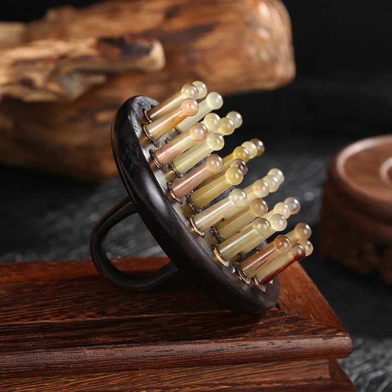 

Natural Horn Massage Comb Scalp Massage Meridian Scraping Head Acupuncture Massager Gua Sha Therapy Sandalwood Brush Anti-Static