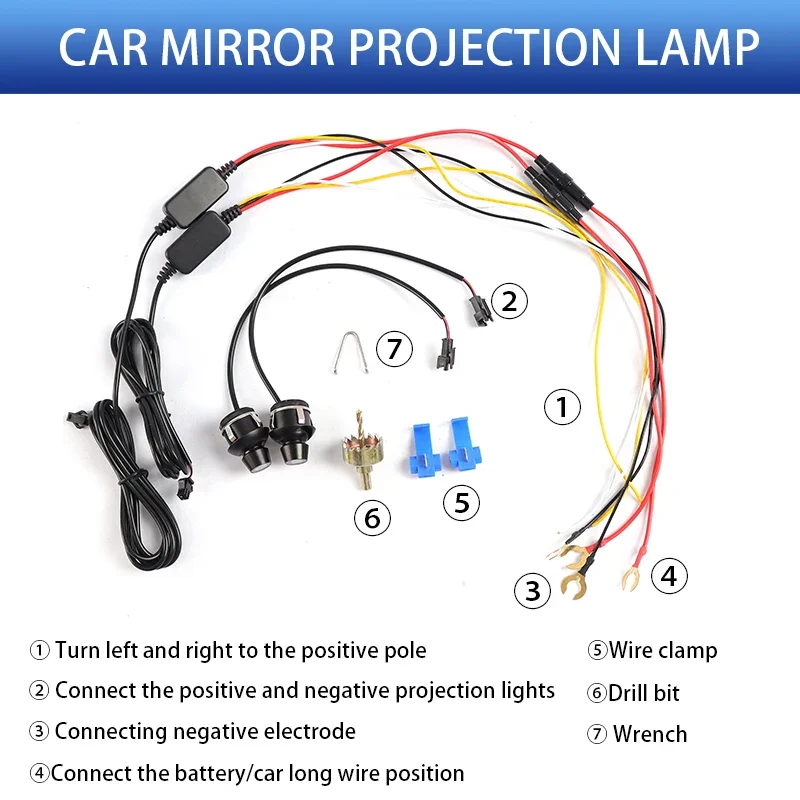 Universal Modified LED Rearview Mirror Angel Wing Welcome Light Suitable for Mercedes Benz BMW Porsche Volkswagen Honda Toyota