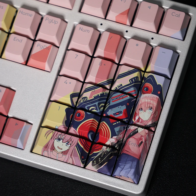 Bocchi-o Rock Hitori Gotoh Backlit Keycap Pbt Lados Tintura Subbed Keycaps Desenhos Animados Anime Gaming Key Caps 108 Chaves - Imagem 5