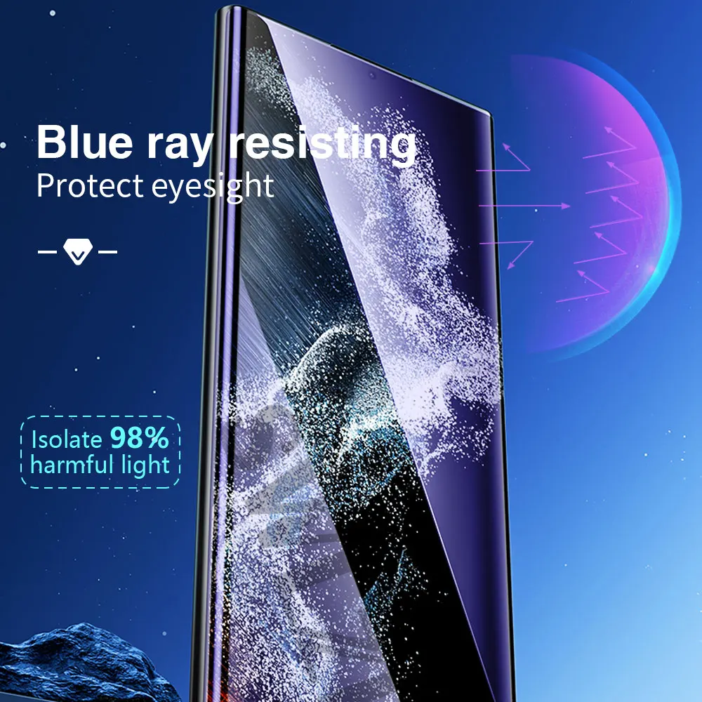 3/2/1 pz per Samsung Galaxy S21 S22 S23 note 20 Ultra 10 pro S10 S20 vetro temperato UV Anti luce blu S9 plus protezione dello schermo