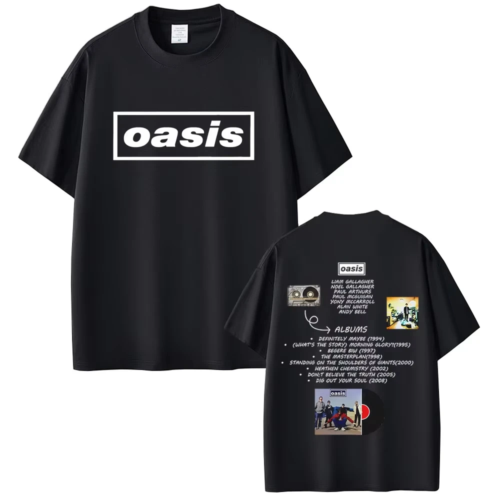 O-Oasis T Shirt British Rock Band T Shirts Men's Women Casual Oversized T-shirt Men's High Quality Cotton Short Sleeve T-shirts