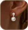 Boucles d'oreilles pendantes en perles dorées pour femme, plaqué or 14 carats, élégantes et simples, idéales pour mariage ou cérémonie, pour mariée tendance