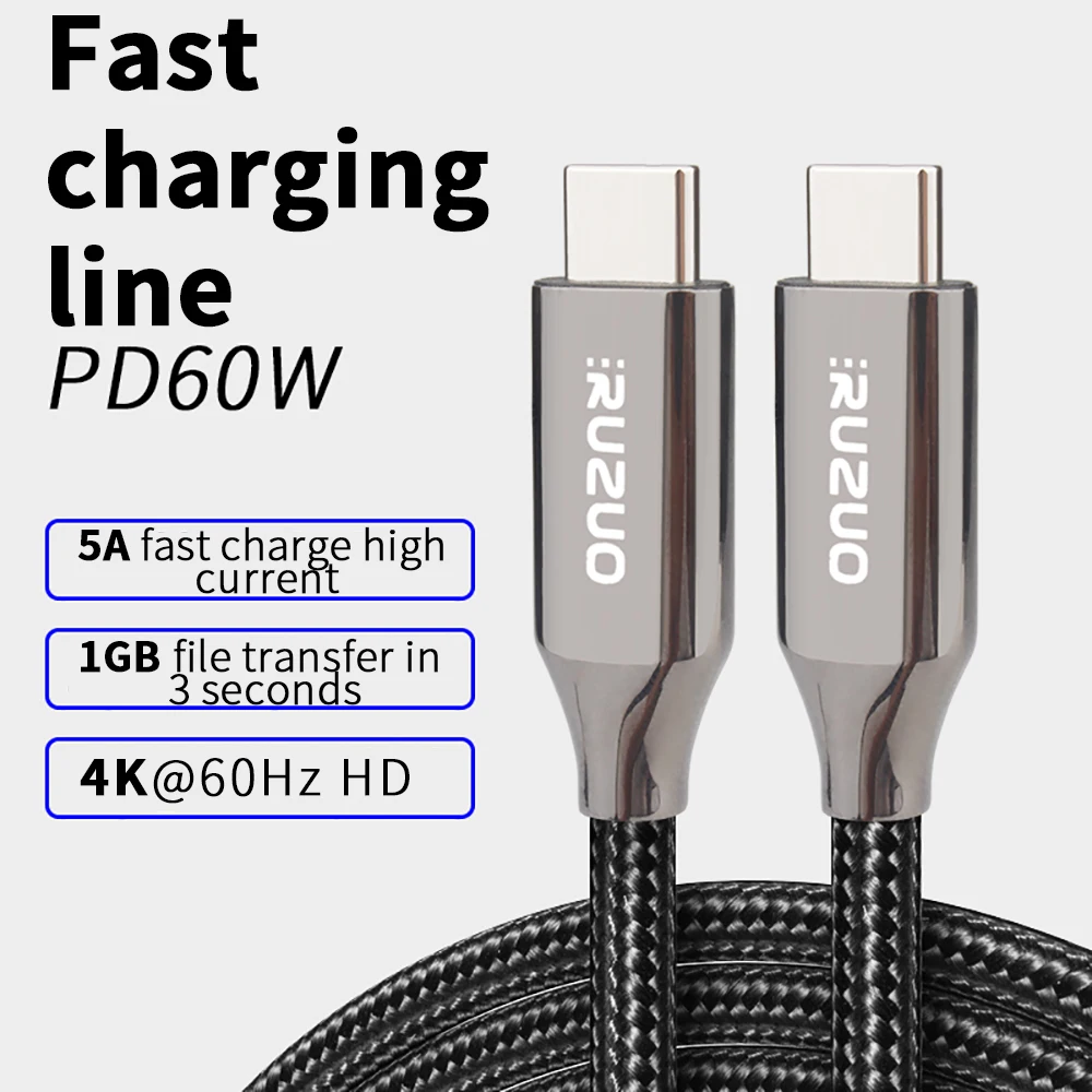 Cavo Usb Da 100W Tipo C A Usb C Usb-C Pd Caricabatterie A Ricarica Rapida Cavo 5A Per Macbook Cavo Usbc Samsung Xiaomi Type-C