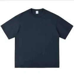 Black & White Heavy-duty 500g Pure Cotton Thickened Round Neck T-shirt - 3XL (Navy blue 500g Heavy)